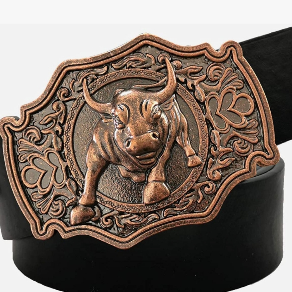 New bull steer belt buckle Copper Color 3.3x2.5 Approx